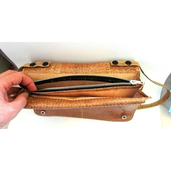 Vintage MCM Snakeskin Leather/Suede Thailand Clutch Purse with Detachable Strap - Picture 4 of 10